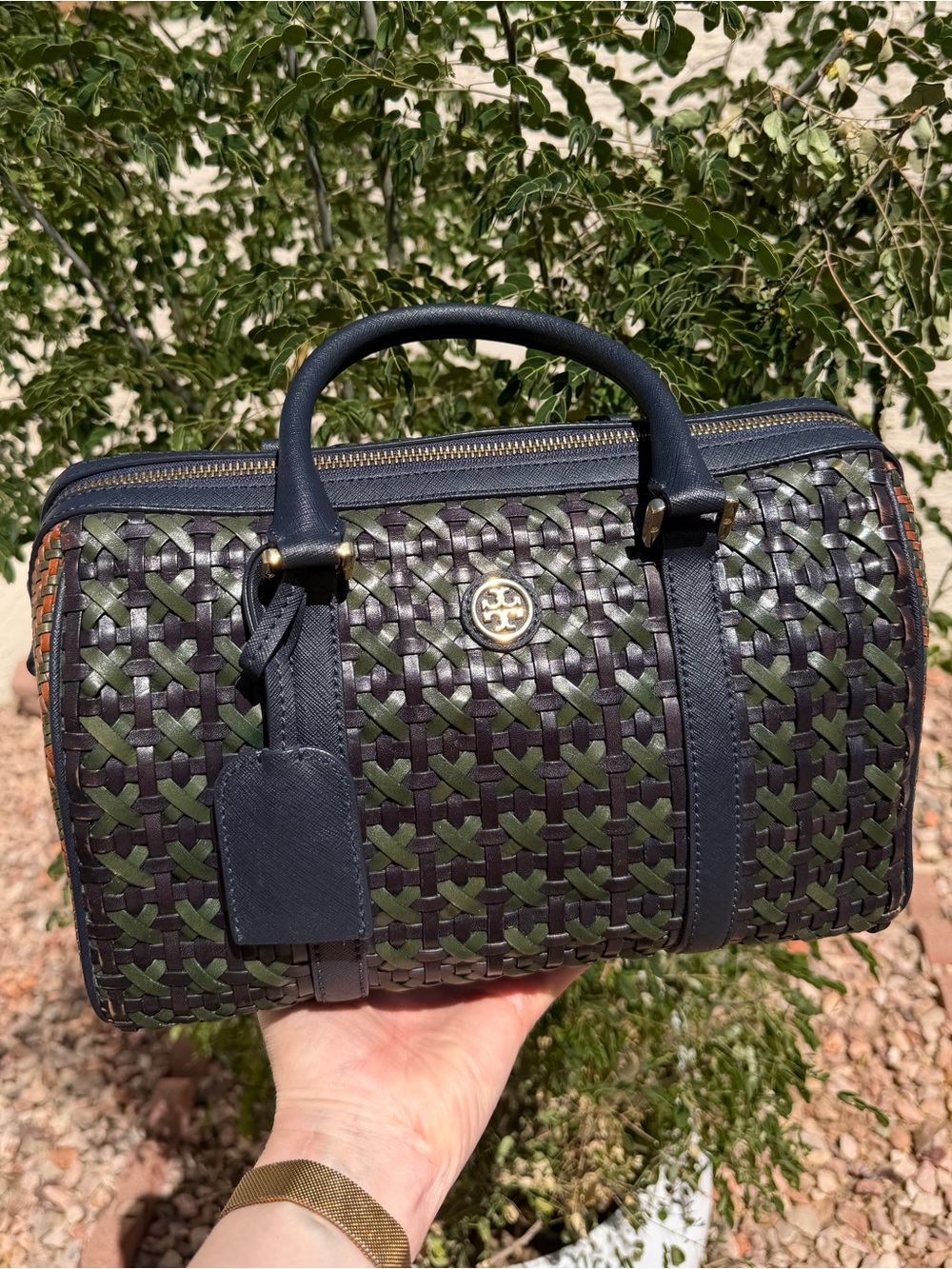 Tory Burch Robinson Woven Small Doreen Satchel
